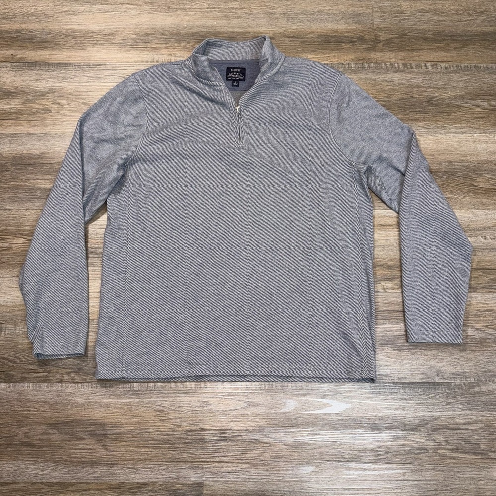 J.Crew Authentic Fleece Pullover Sweatshirt Mens Large Grayish Blue 1/4 Zip